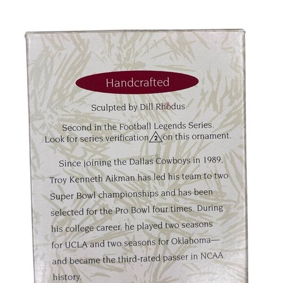 Troy Aikman NFL Football Legends Series Cowboys 1996 Hallmark Keepsake Ornament - Picture 2 of 3